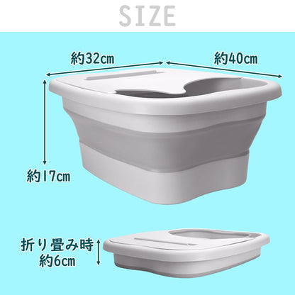 Medikichi 折り畳み式フットバス 足湯バケツ 持ち運び 蓋付き 保温 スマホスタンド アウトドア (グリーン)