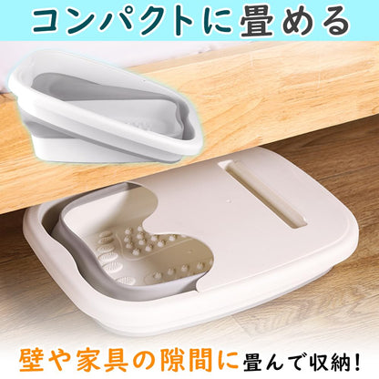 Medikichi 折り畳み式フットバス 足湯バケツ 持ち運び 蓋付き 保温 スマホスタンド アウトドア (グリーン)