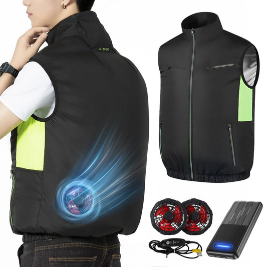 空調作業服 ファン付きベスト 22800mAh大容量バッテリー ファン付き作業服 空調ウェア 空調扇風服 USB給電 22時間稼動可能 3段階風量調節 7.4V出力対応 UVカット 撥水加工