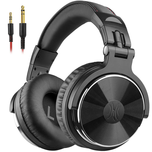 OneOdio Pro 10 オーバーイヤー ヘッドホン 有線 低音 ヘッドフォン 50mm ドライバー 6.35 & 3.5mm ジャック DJ モニター ヘッドホン レコーディング ミキシング スタジオモニタリング ギター ポッドキャスト 携帯電話 PC MP3/4用 黒